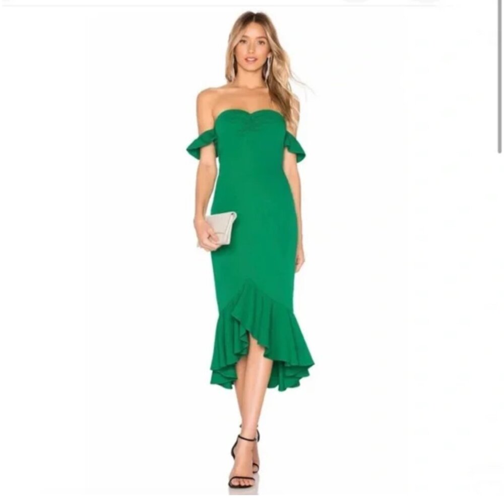 Elegant Green Off-Shoulder Dress